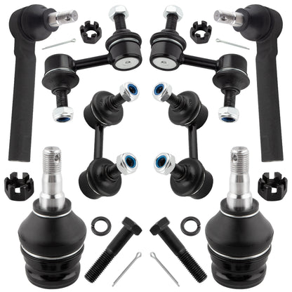 BOXI (Set of 8) Front & Rear Sway Bar Links + Front Lower Ball Joints Tie Rods fit for Subaru