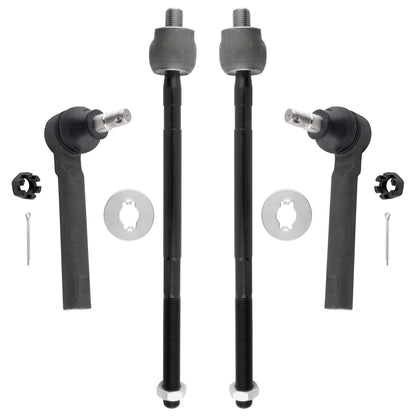 BOXI (Set of 4) 2x Front Inner Tie Rod Ends + 2x Front Outer Tie Rods Driver and Passenger Sides