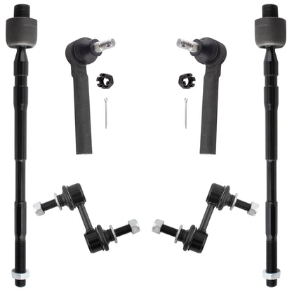 BOXI 6pcs Front Sway Bars + Inner Outer Tie Rods Fit for Subaru B9 Tribeca 2006 2007