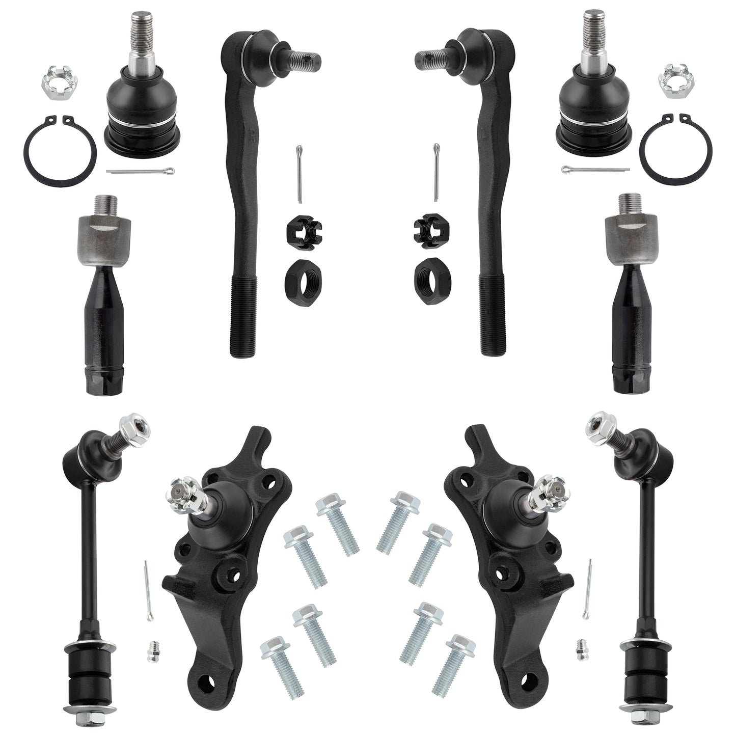 BOXI (Set of 10) Front Inner Outer Tie Rods Sway Bar Links Ball Joints kit Fit for Toyota 4Runner
