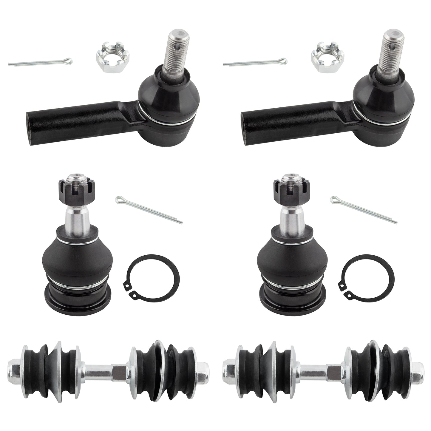 BOXI (Set of 6) Front Lower Ball Joints + Sway Bar End Links + Outer Tie Rods fit for Scion xA xB