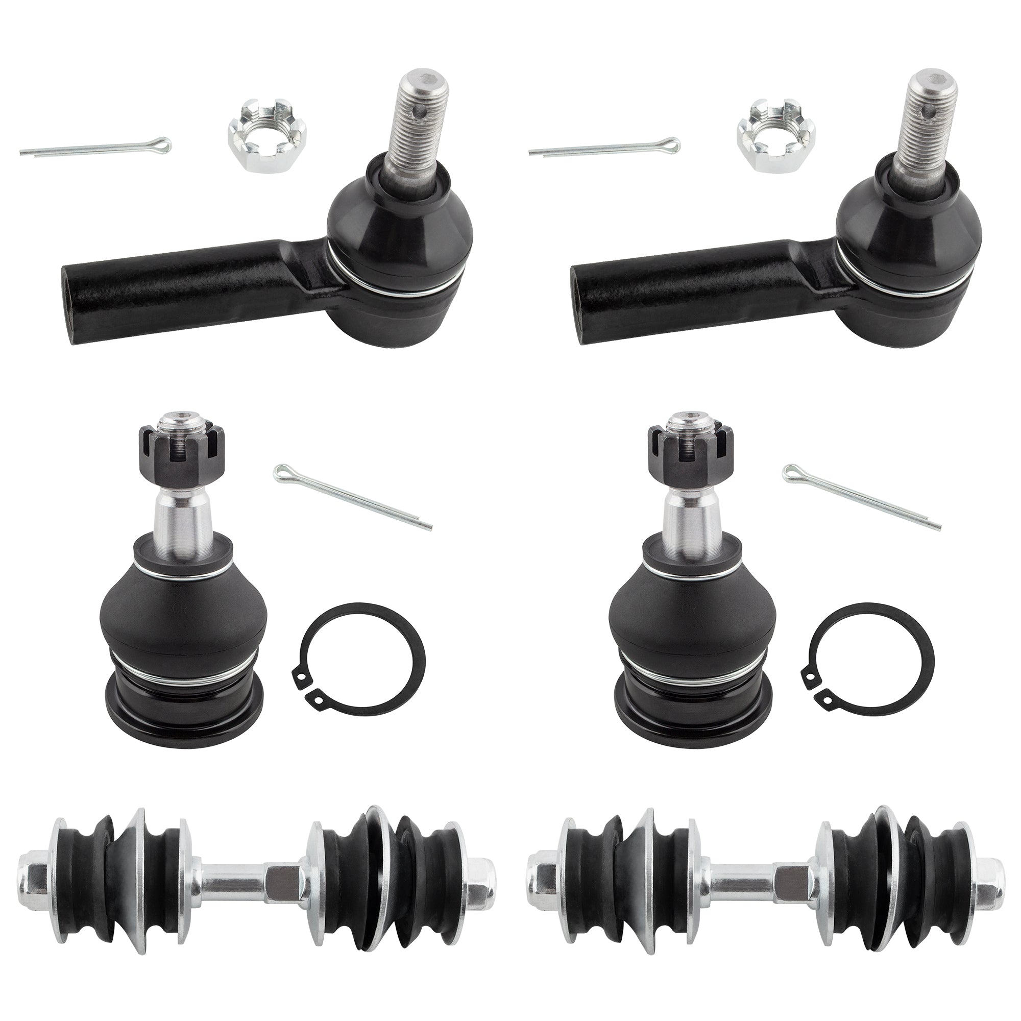 BOXI (Set of 6) Front Lower Ball Joints + Sway Bar End Links + Outer Tie Rods fit for Scion xA xB