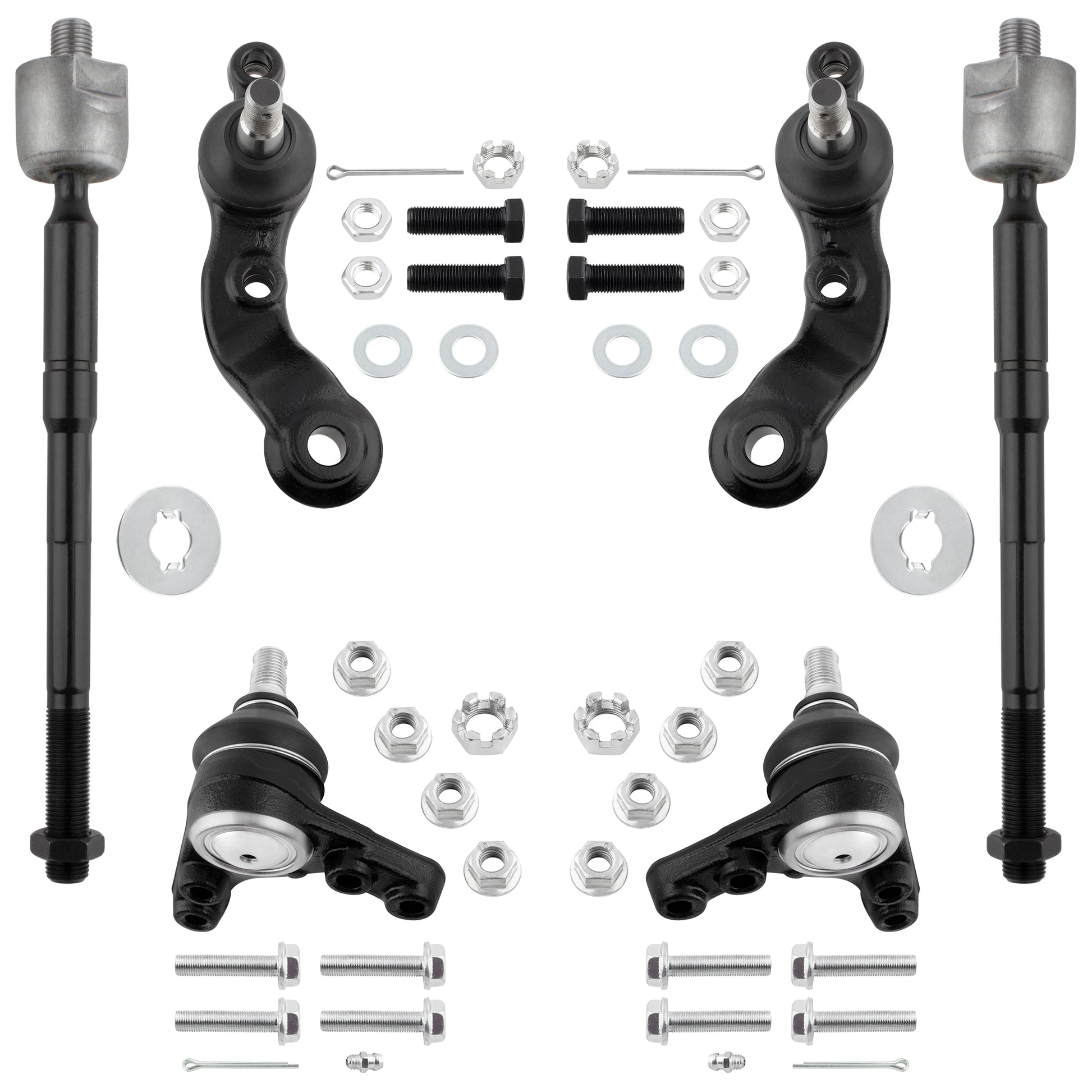 BOXI (Set of 6) Front Inner Tie Rod Ends + Upper & Lower Ball Joints Suspension Kit Fit for Toyota