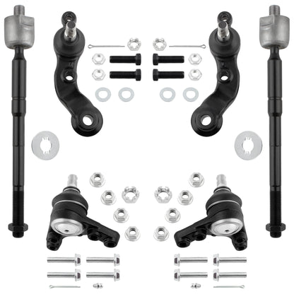 BOXI (Set of 6) Front Inner Tie Rod Ends + Upper & Lower Ball Joints Suspension Kit Fit for Toyota