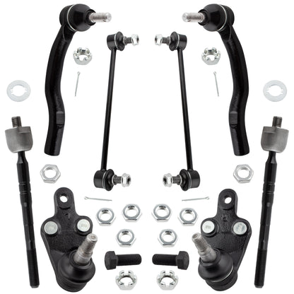 BOXI (Set of 8) Front Inner & Outer Tie Rod Ends + Sway Bar End Links + Lower Ball Joints Fit