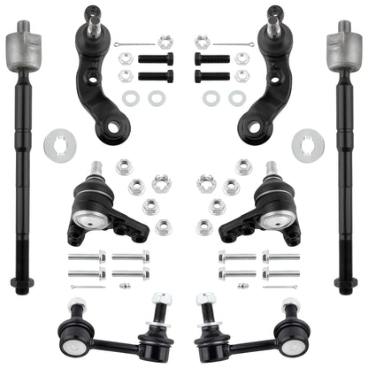 BOXI (Set of 8) Front Inner Tie Rod Ends + Sway Bar End Links + Upper & Lower Ball Joints Fit