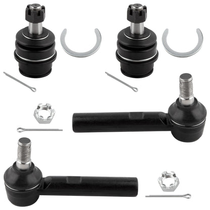 BOXI (Set of 4) Front Lower Ball Joints + Outer Tie Rods fit for Toyota Tacoma 2005-2019