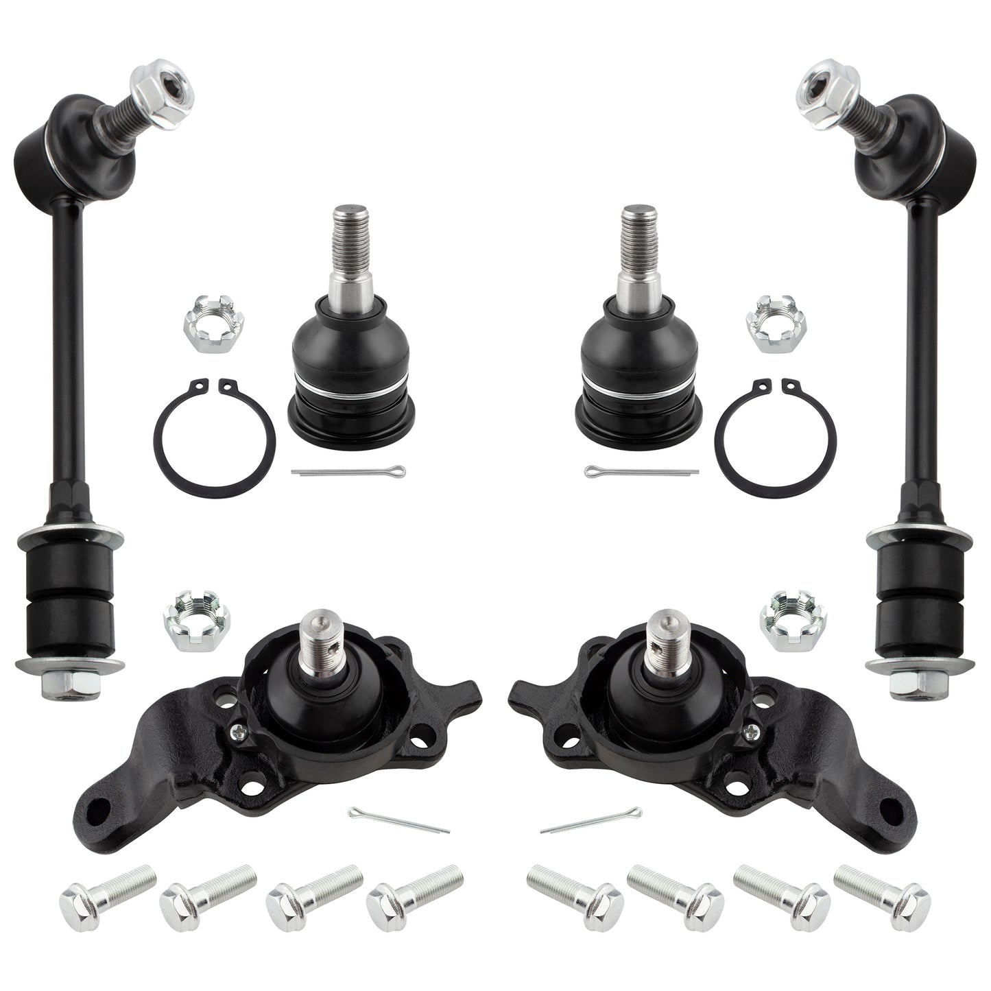BOXI (Set of 6) Front Upper & Lower Ball Joints + Front Stabilizer Sway Bar Links Fit for Toyota