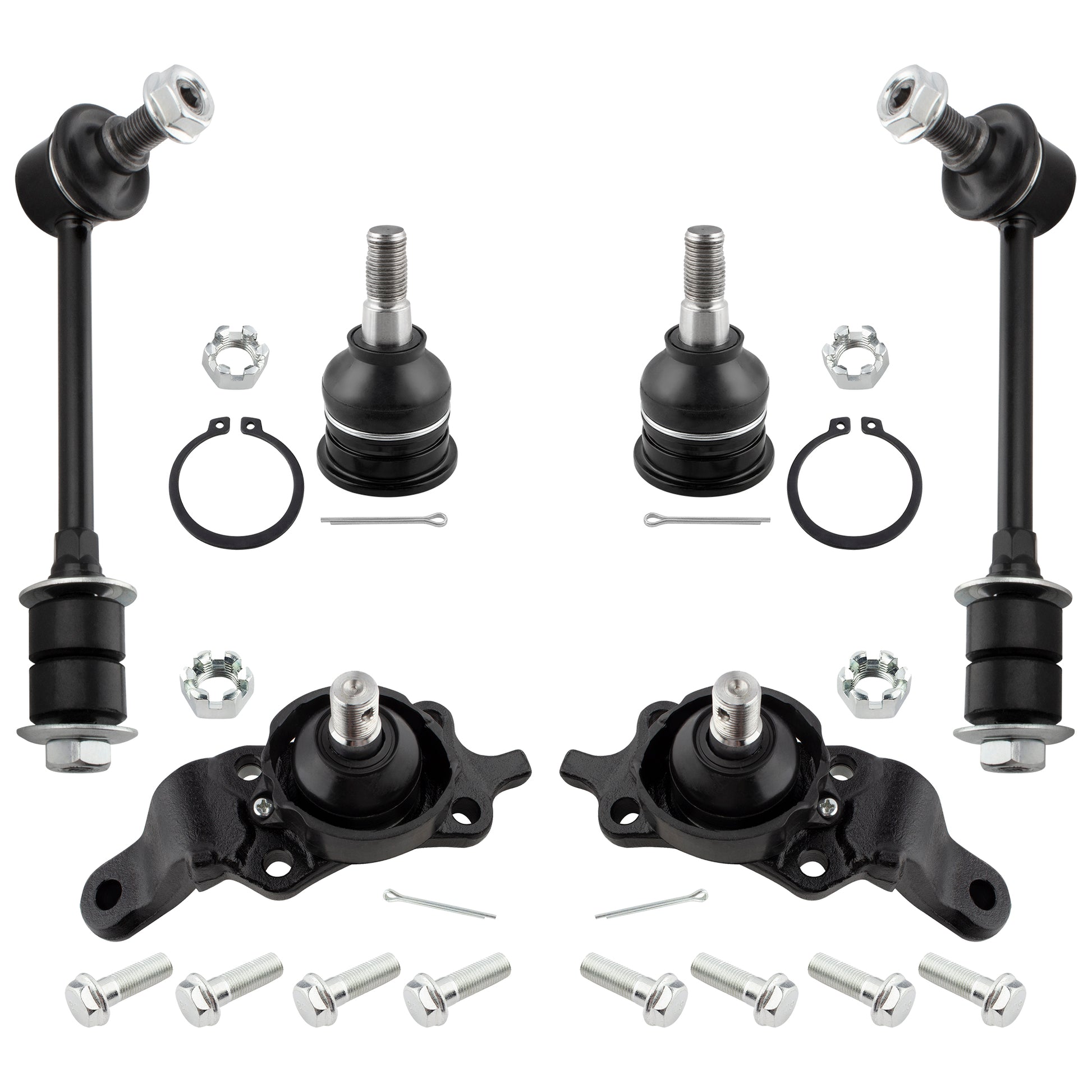 BOXI (Set of 6) Front Upper & Lower Ball Joints + Front Stabilizer Sway Bar Links Fit for Toyota