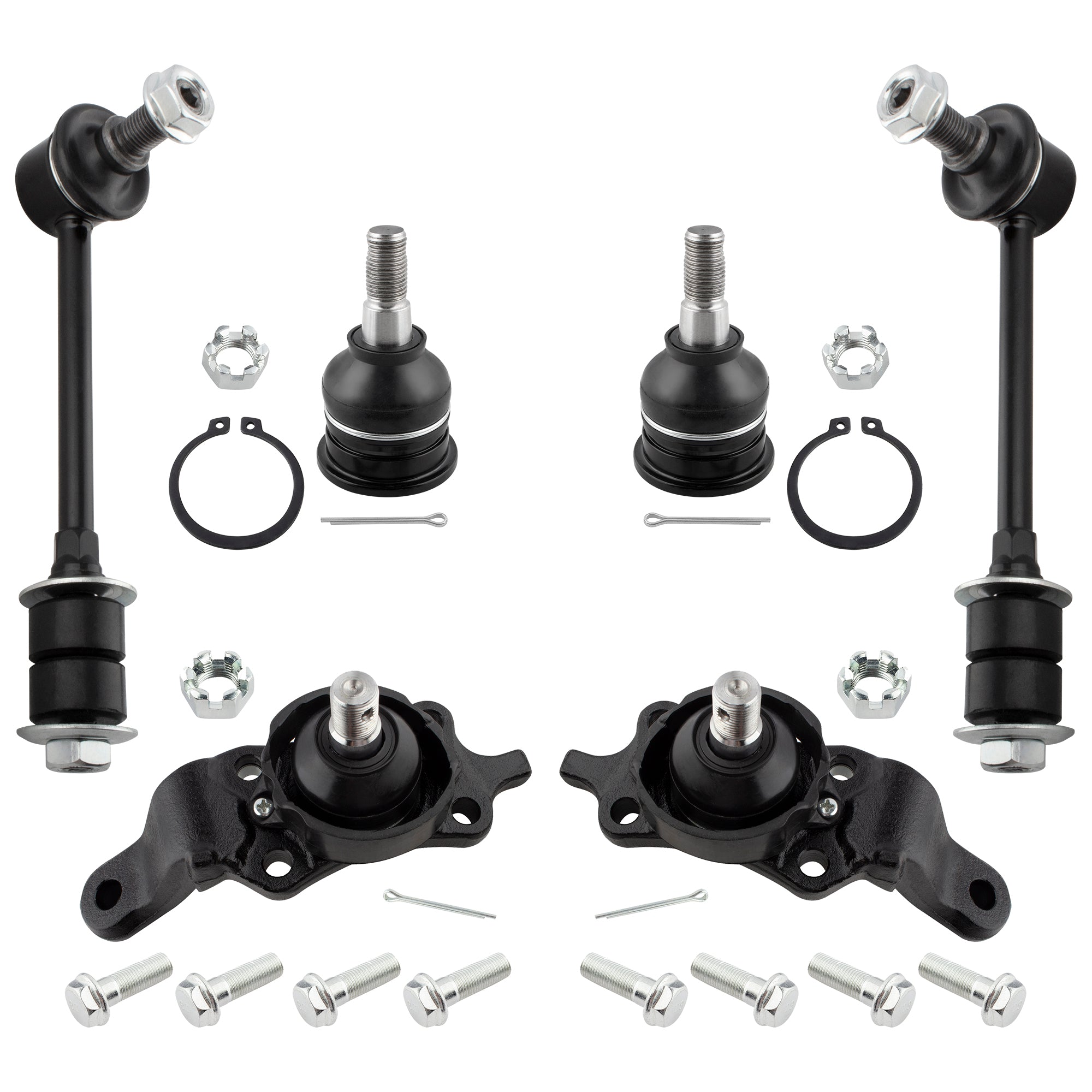 BOXI (Set of 6) Front Upper & Lower Ball Joints + Front Stabilizer Sway Bar Links Fit for Toyota