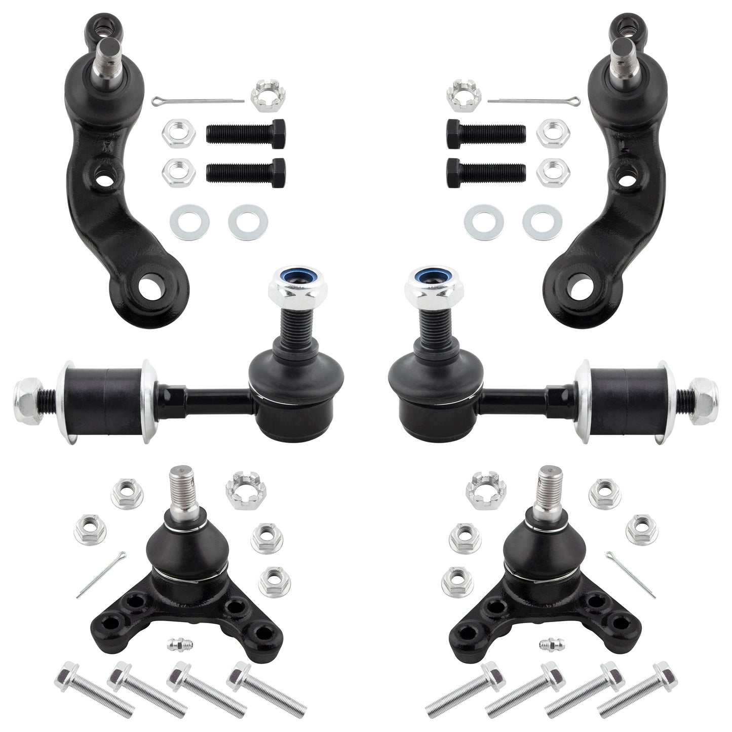 BOXI (Set of 6) Front Sway Bar End Links + Upper & Lower Ball Joints Fit for Toyota Tacoma 1998