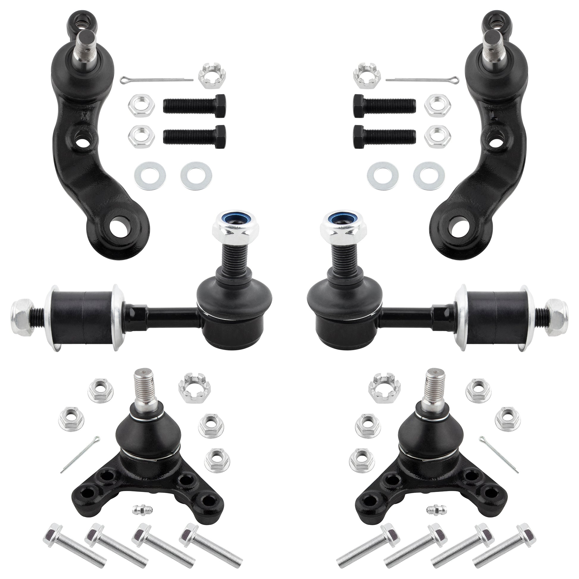 BOXI (Set of 6) Front Sway Bar End Links + Upper & Lower Ball Joints Fit for Toyota Tacoma 1998