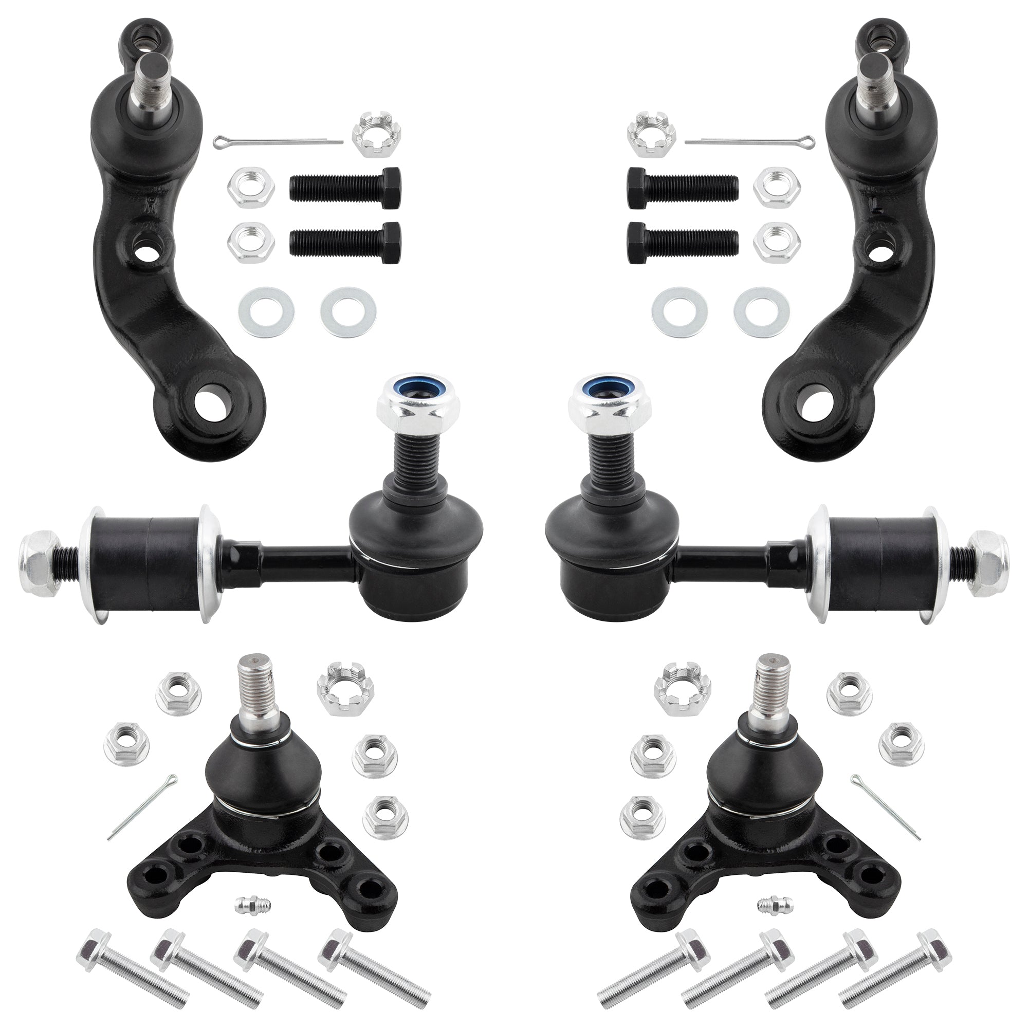 BOXI (Set of 6) Front Sway Bar End Links + Upper & Lower Ball Joints Fit for Toyota Tacoma 1998