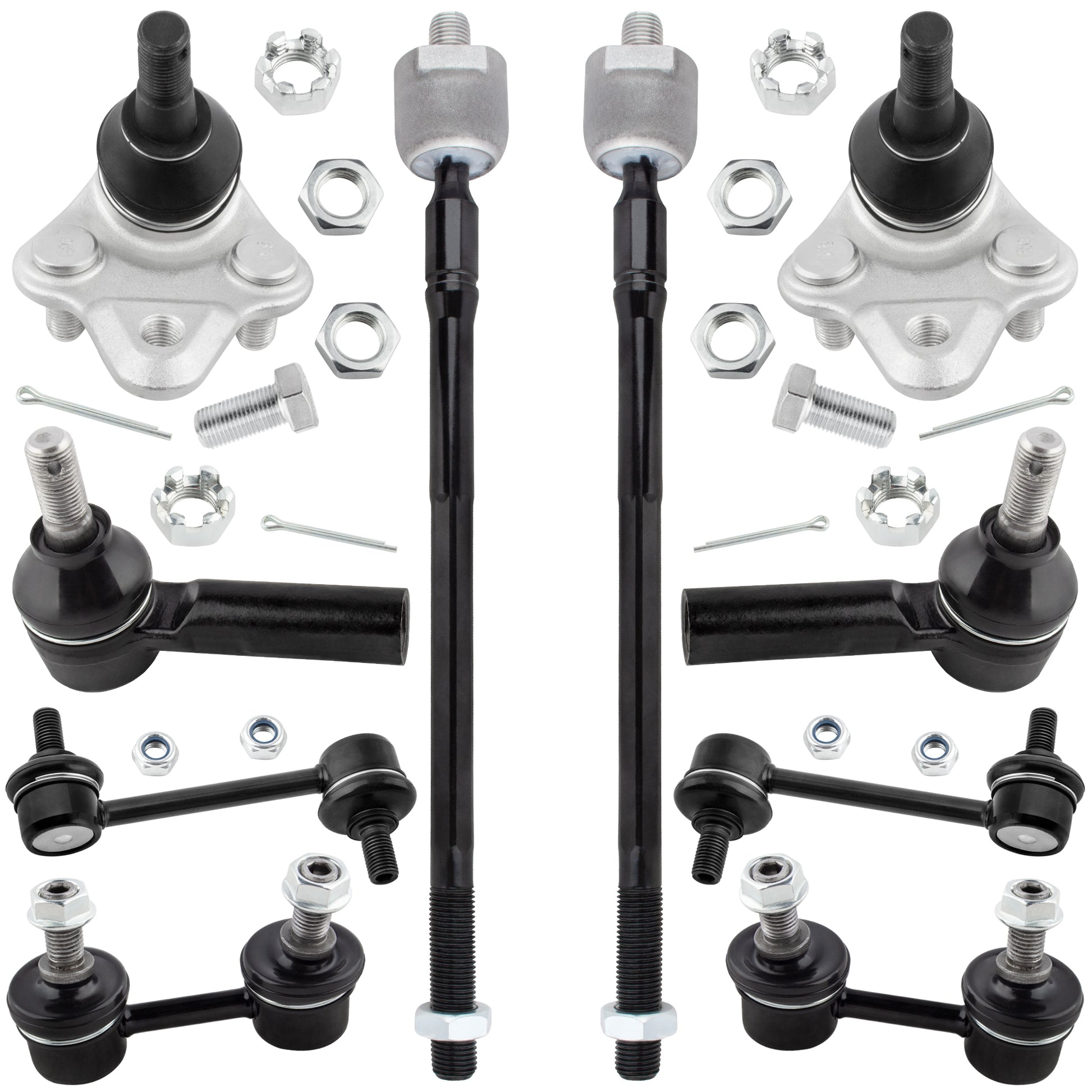 BOXI (Set of 10) Front Lower Ball Joints and Front & Rear Sway Bars and Inner & Outer Tie Rods
