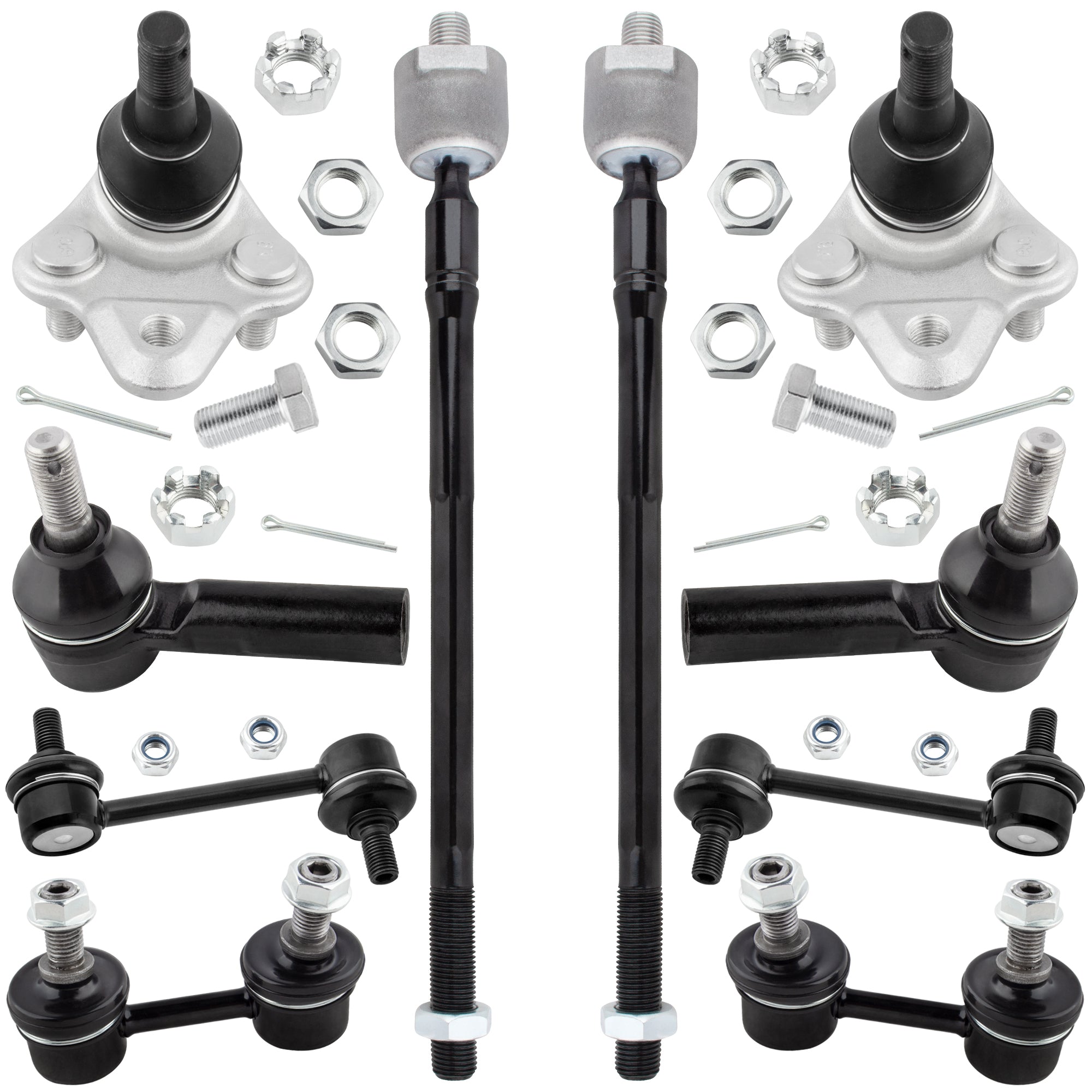 BOXI (Set of 10) Front Lower Ball Joints and Front & Rear Sway Bars and Inner & Outer Tie Rods