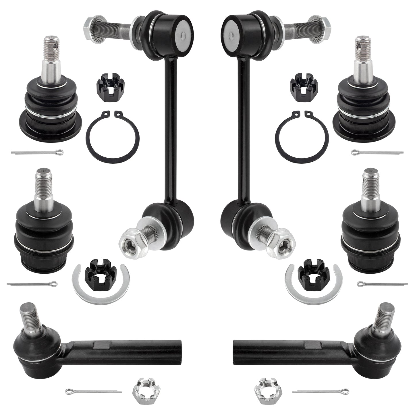 BOXI (Set of 8) Front Upper Lower Ball Joints + Sway Bars + Outer Tie Rods fit for Toyota 4Runner