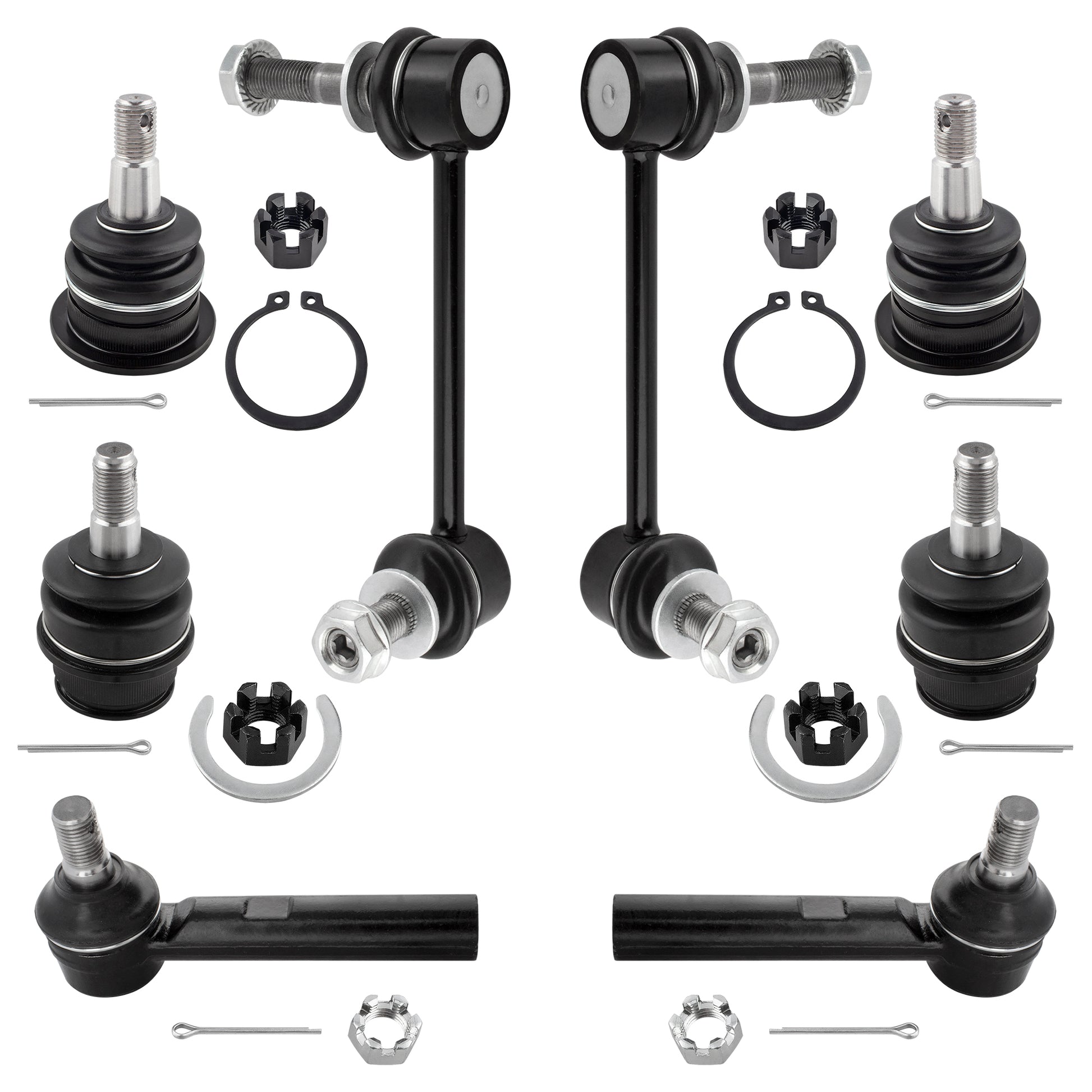 BOXI (Set of 8) Front Upper Lower Ball Joints + Sway Bars + Outer Tie Rods fit for Toyota 4Runner