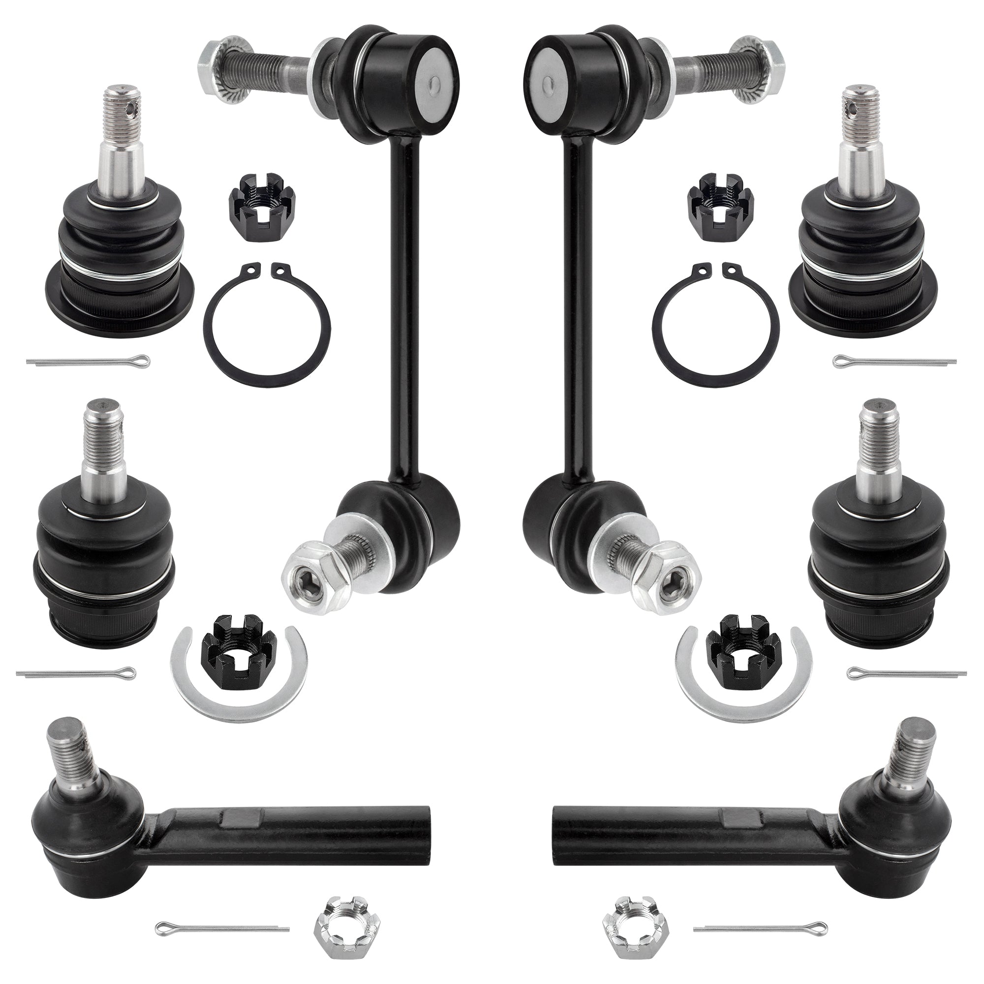 BOXI (Set of 8) Front Upper Lower Ball Joints + Sway Bars + Outer Tie Rods fit for Toyota 4Runner