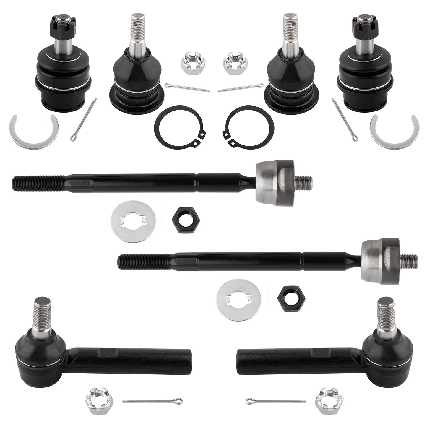 BOXI (Set of 8) Front Upper Lower Ball Joints and Inner Outer Tie Rods fit for Toyota Tacoma 2005