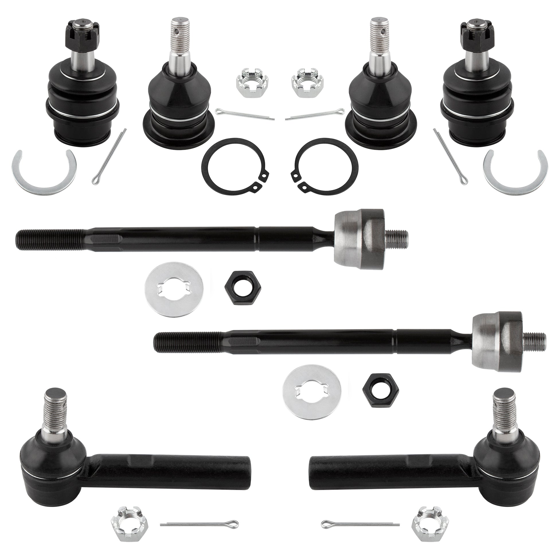 BOXI (Set of 8) Front Upper Lower Ball Joints and Inner Outer Tie Rods fit for Toyota Tacoma 2005
