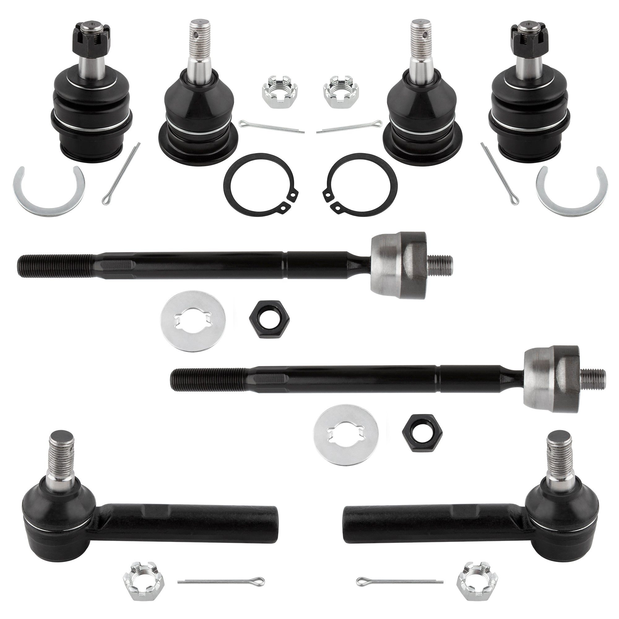 BOXI (Set of 8) Front Upper Lower Ball Joints and Inner Outer Tie Rods fit for Toyota Tacoma 2005