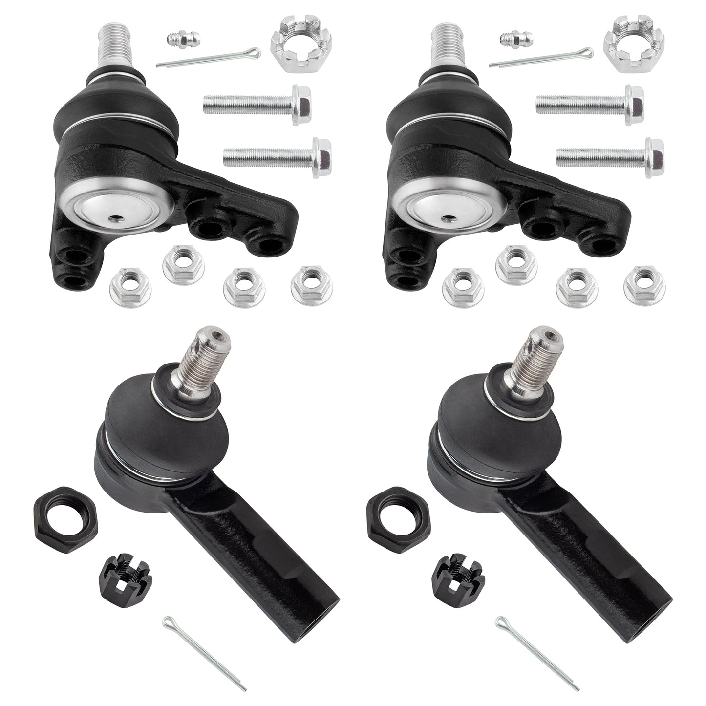 BOXI (Set of 4) Front Upper Ball Joints and Outer Tie Rods fit for Toyota Tacoma 1995 1996 1997