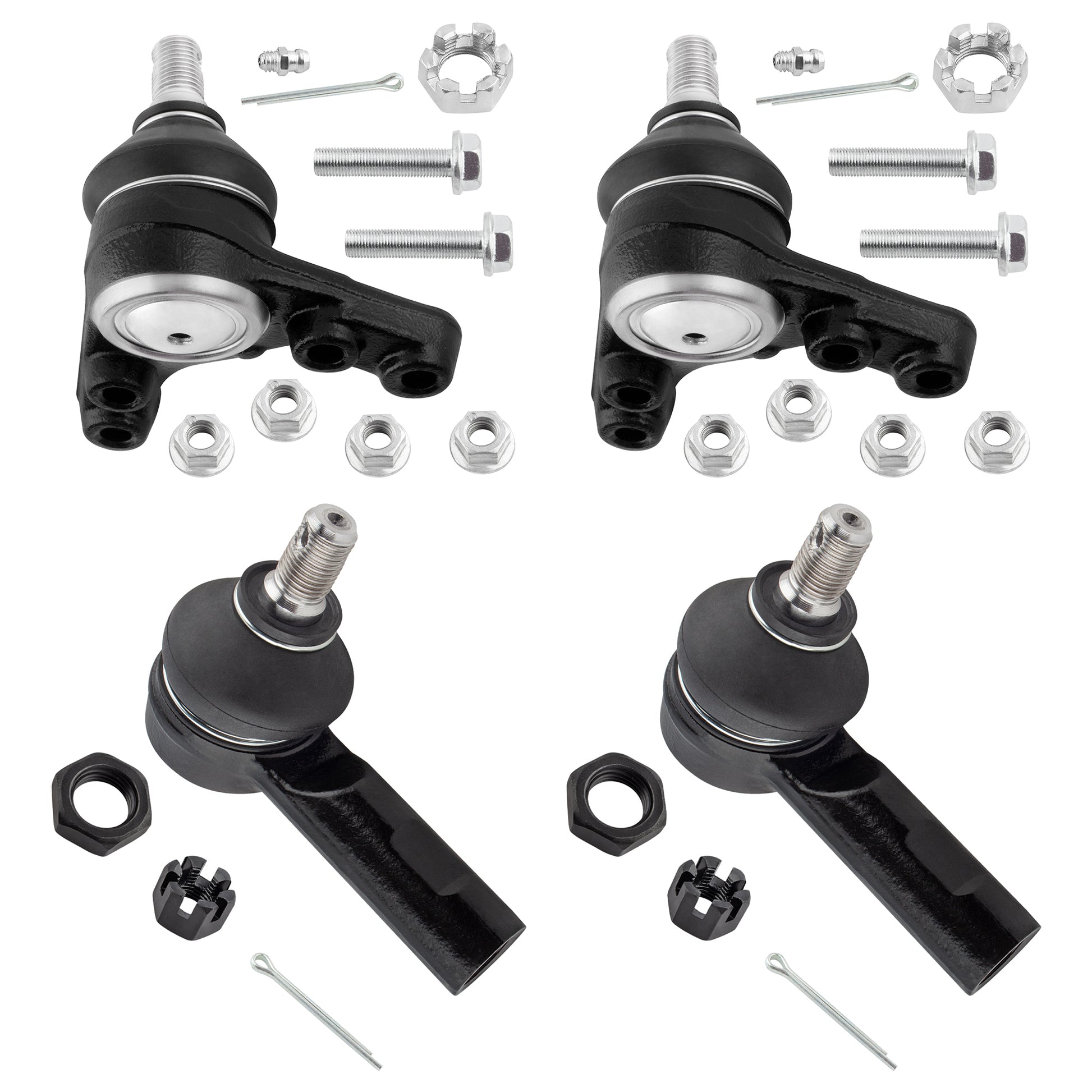 BOXI (Set of 4) Front Upper Ball Joints and Outer Tie Rods fit for Toyota Tacoma 1995 1996 1997