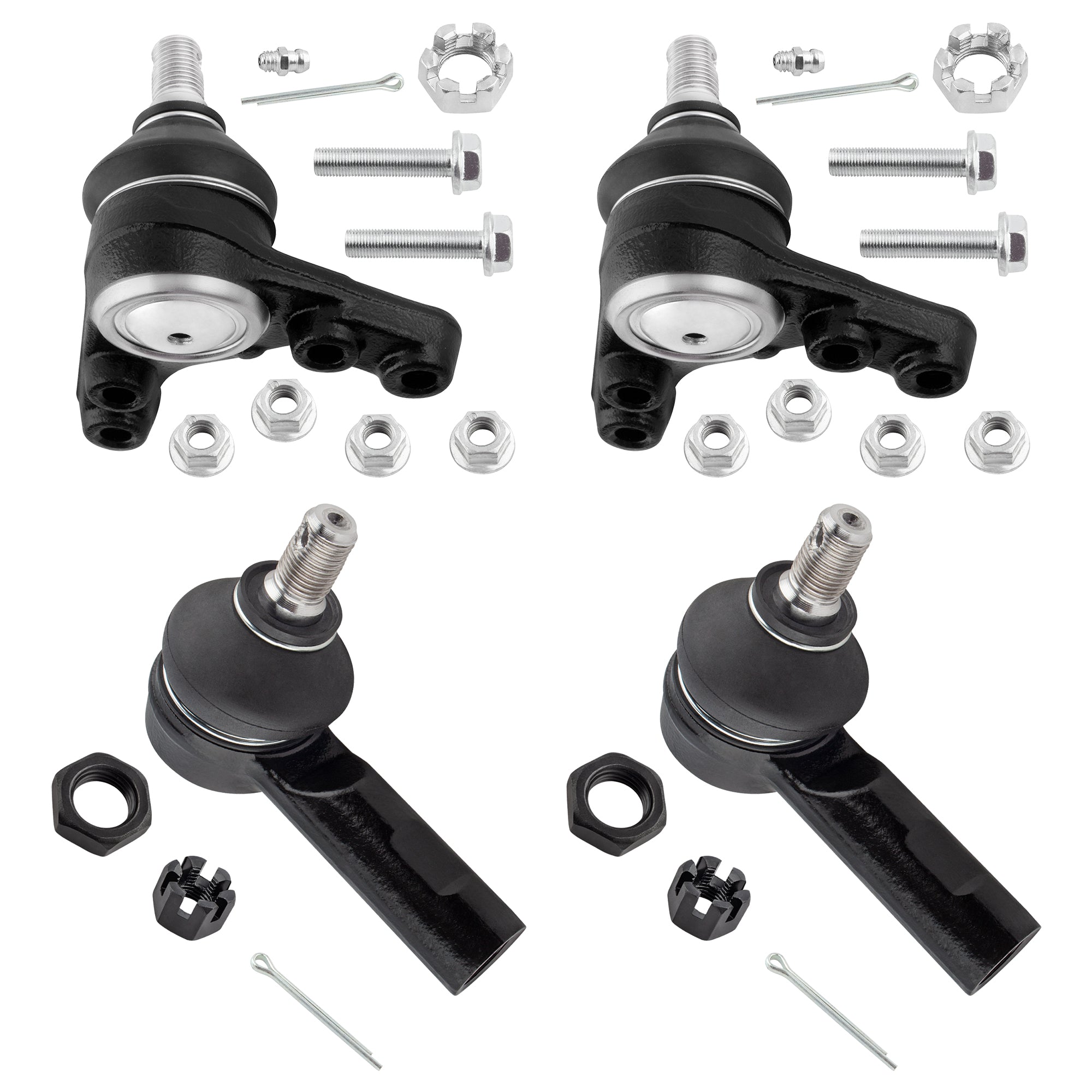 BOXI (Set of 4) Front Upper Ball Joints and Outer Tie Rods fit for Toyota Tacoma 1995 1996 1997