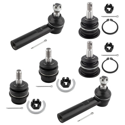 BOXI (Set of 6) Front Upper Lower Ball Joints and Outer Tie Rods fit for Lexus GX470 2003-2009