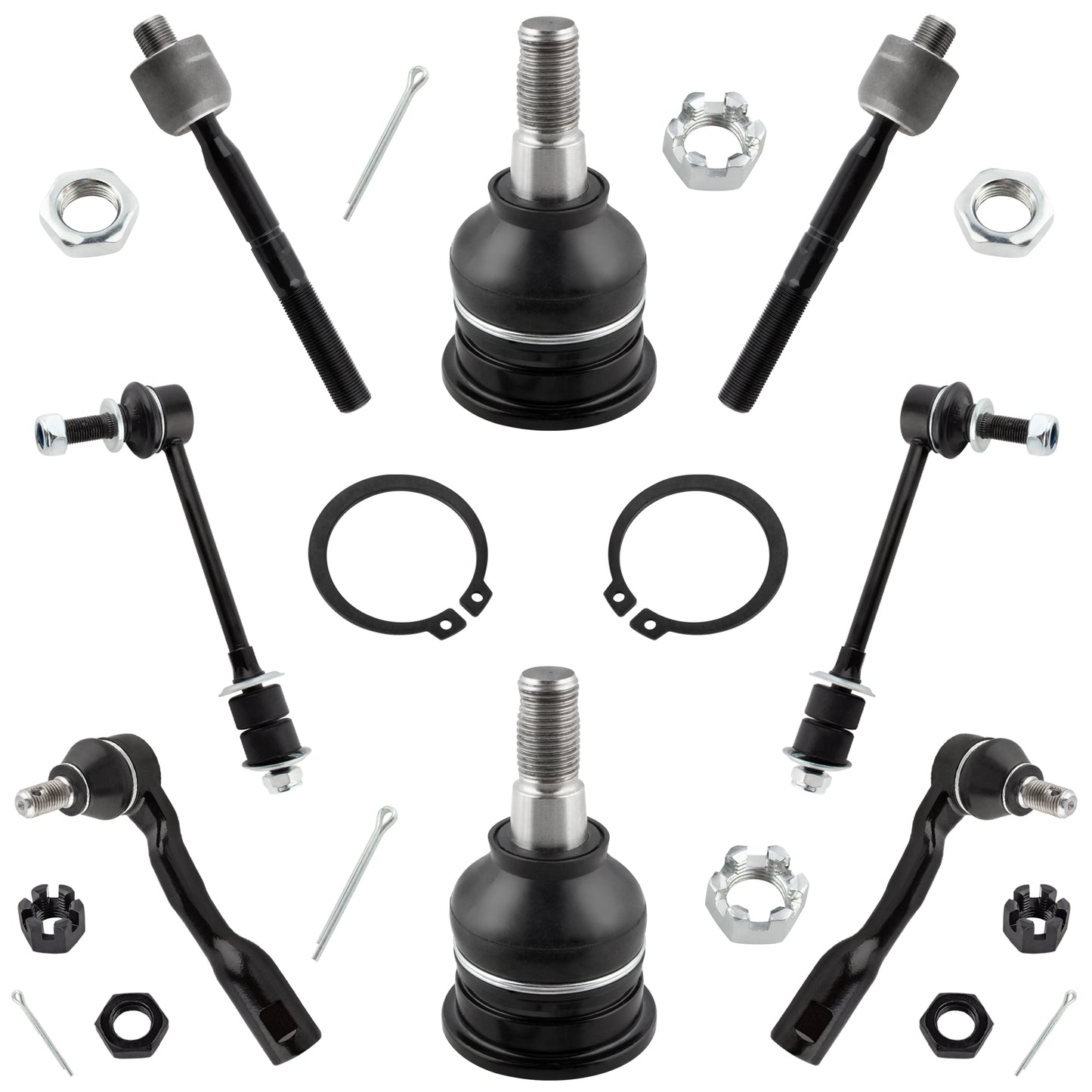 BOXI ES80381 ES80382 EV800444 K90680 K90255 Front Sway Bar End Links + Inner & Outer Tie Rod Ends