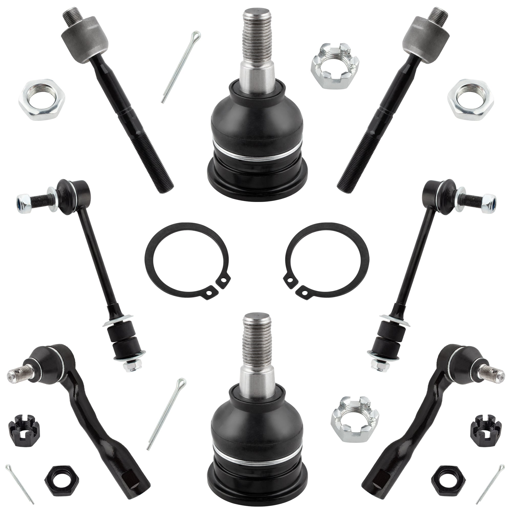 BOXI ES80381 ES80382 EV800444 K90680 K90255 Front Sway Bar End Links + Inner & Outer Tie Rod Ends