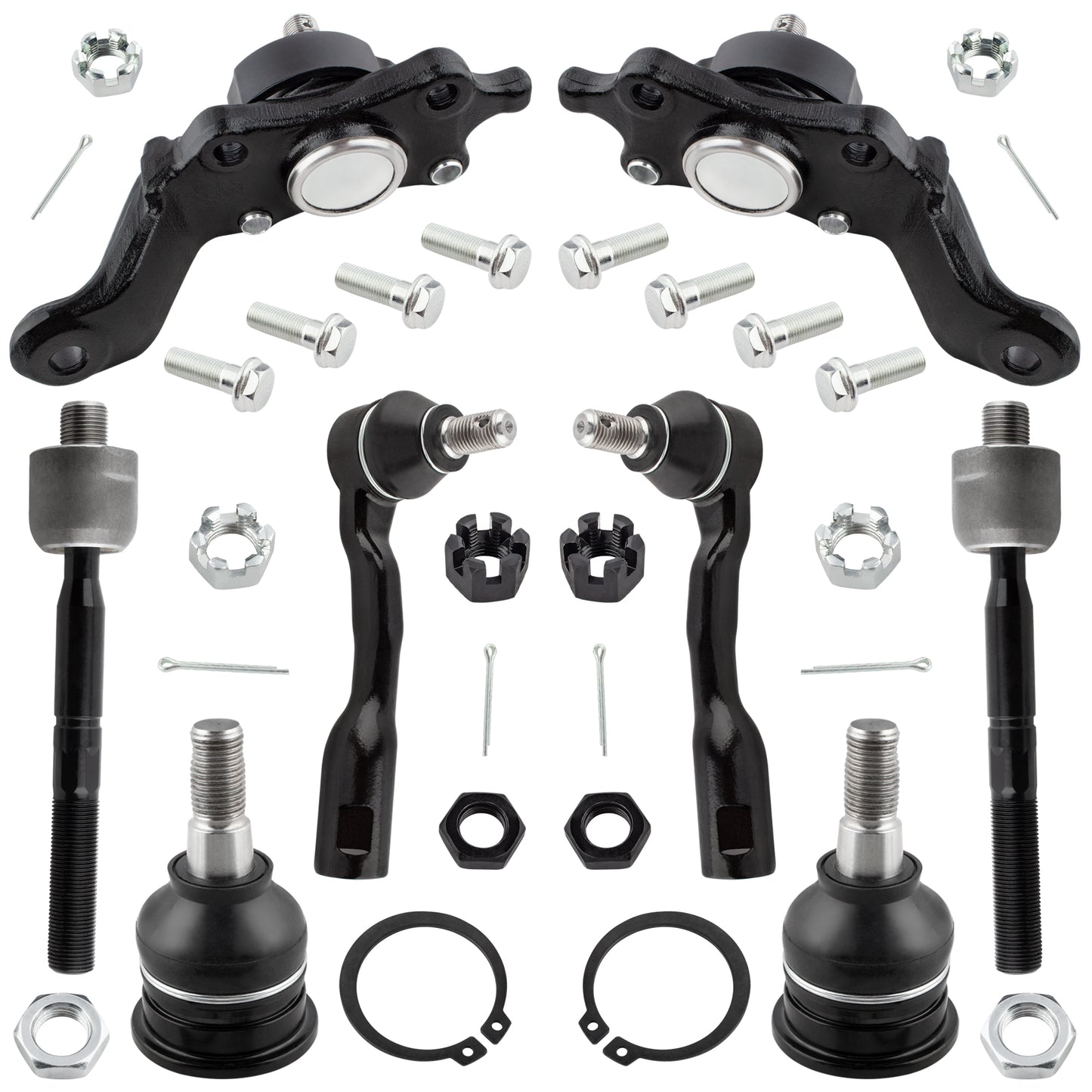 BOXI (Set of 8) Front Inner & Outer Tie Rod Ends + Upper & Lower Ball Joints Fit for Toyota Sequoia