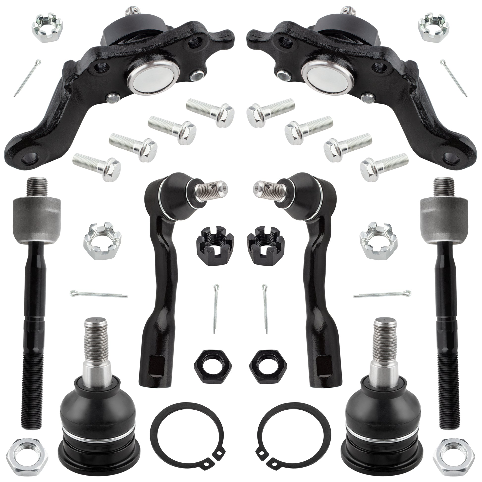 BOXI (Set of 8) Front Inner & Outer Tie Rod Ends + Upper & Lower Ball Joints Fit for Toyota Sequoia