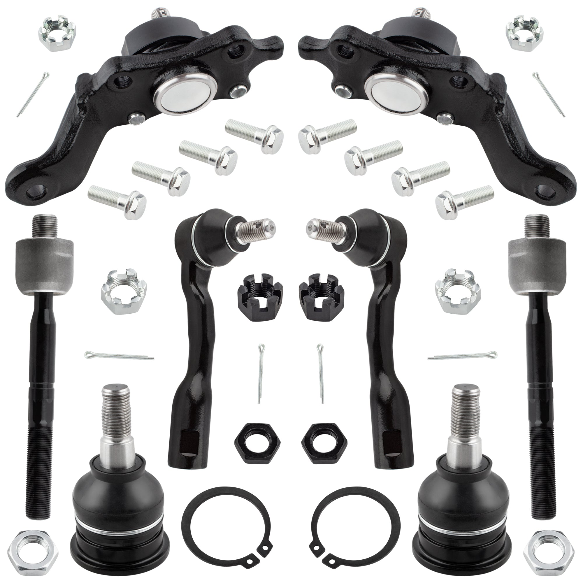 BOXI (Set of 8) Front Inner & Outer Tie Rod Ends + Upper & Lower Ball Joints Fit for Toyota Sequoia