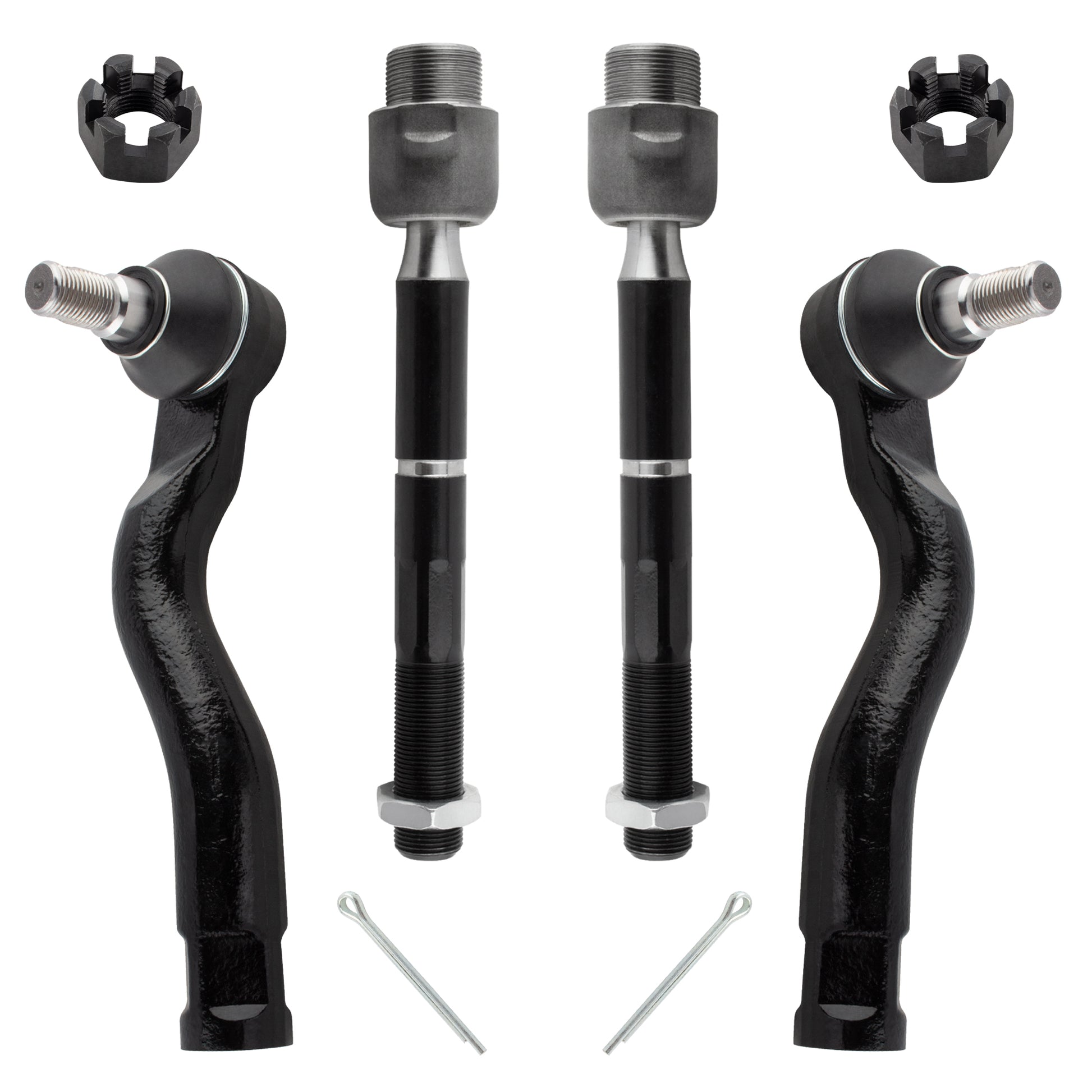 BOXI (Set of 4) Front Inner and Outer Tie Rod End Links fit for Toyota Sequoia 2008-2019