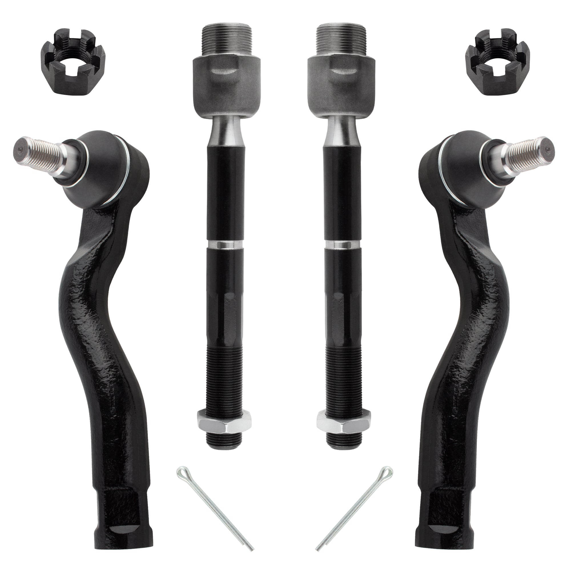 BOXI (Set of 4) Front Inner and Outer Tie Rod End Links fit for Toyota Sequoia 2008-2019