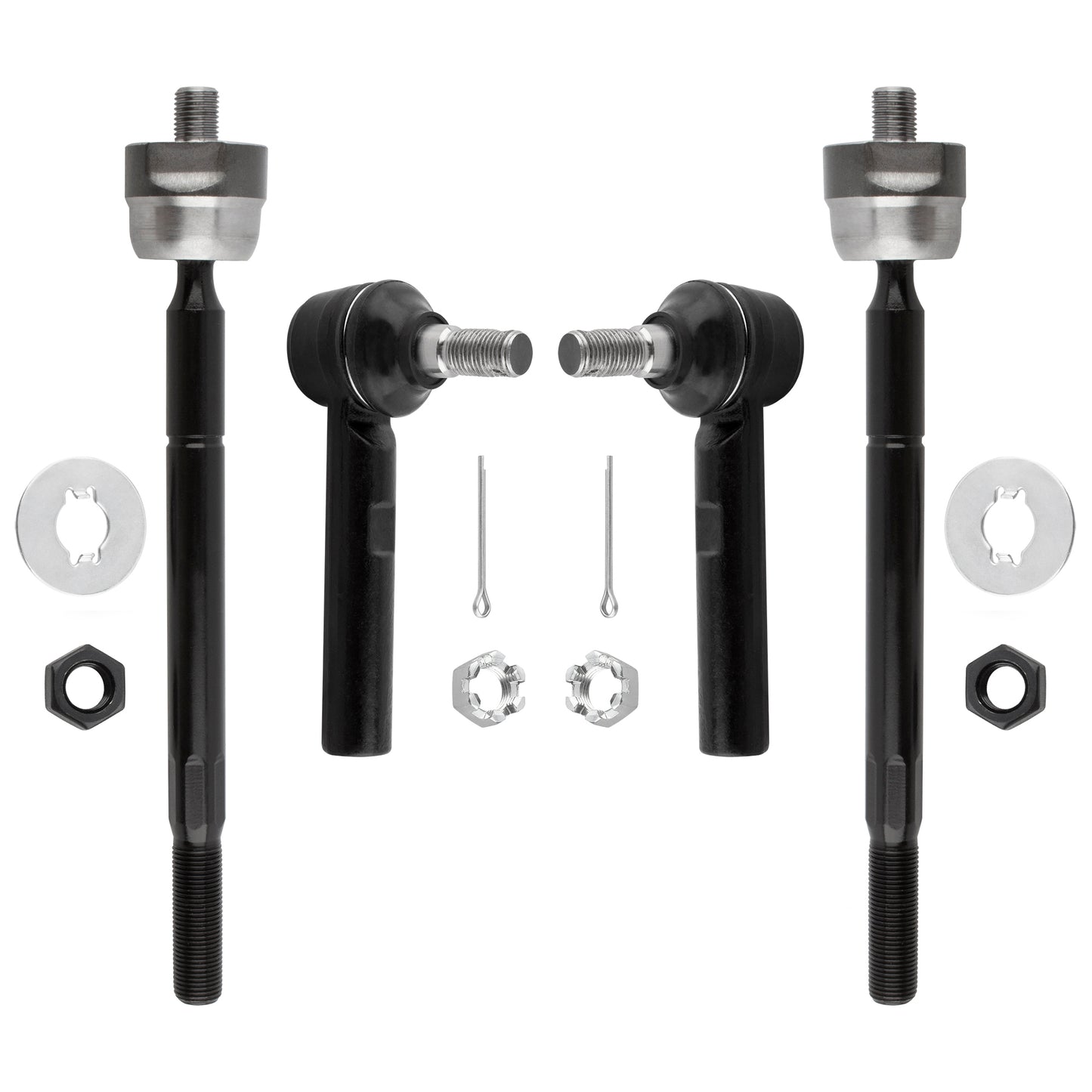 BOXI (Set of 4) Front Inner and Outer Tie Rod End Links fit for Toyota Tacoma 2005 2006 2007 2008
