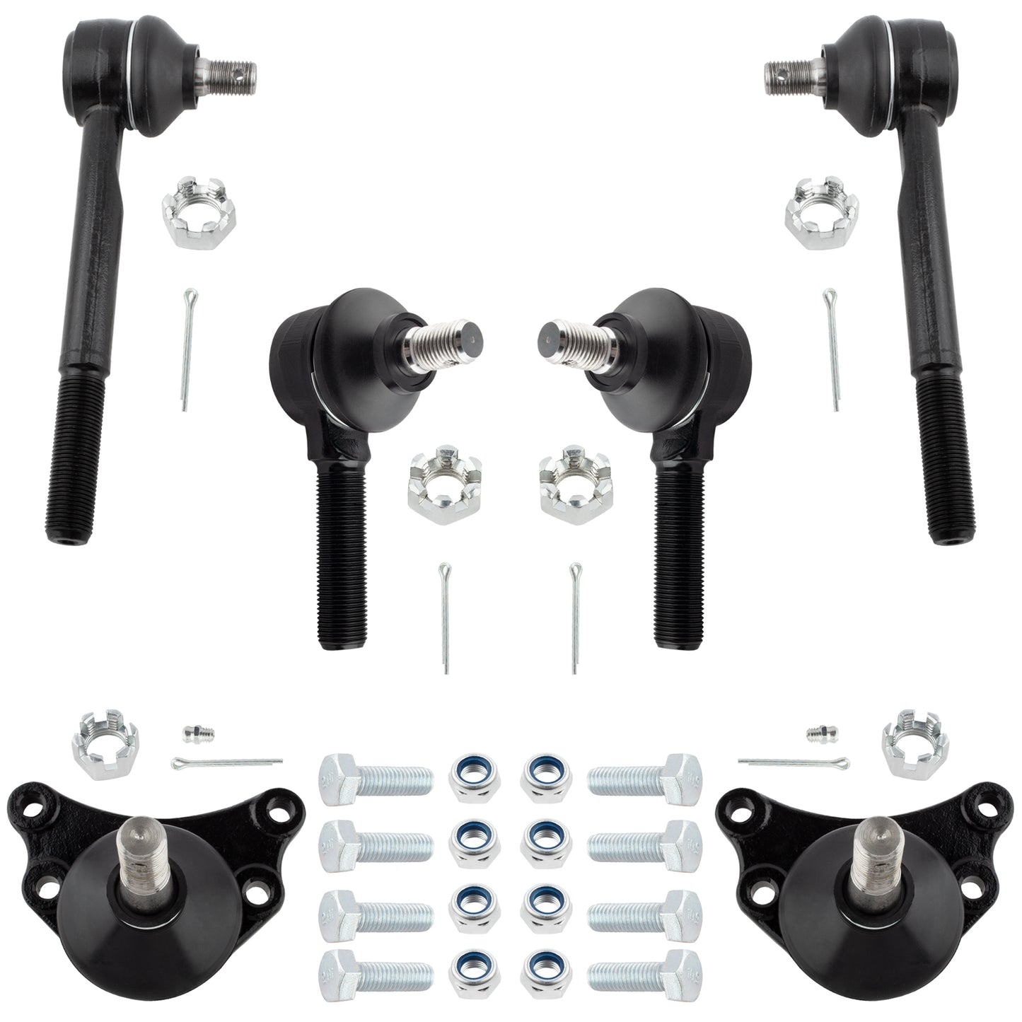 BOXI (Set of 6) Front Inner & Outer Tie Rod Ends + Upper Ball Joints Kit Fit for Toyota Pickup 1984