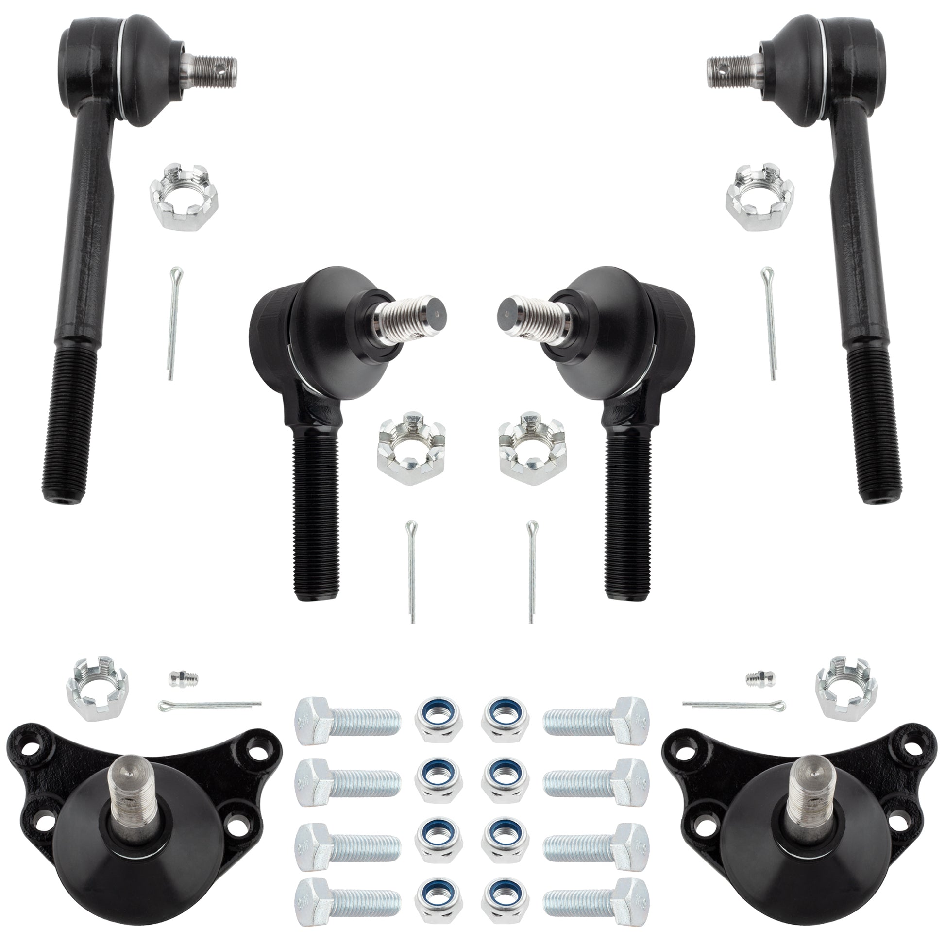 BOXI (Set of 6) Front Inner & Outer Tie Rod Ends + Upper Ball Joints Kit Fit for Toyota Pickup 1984