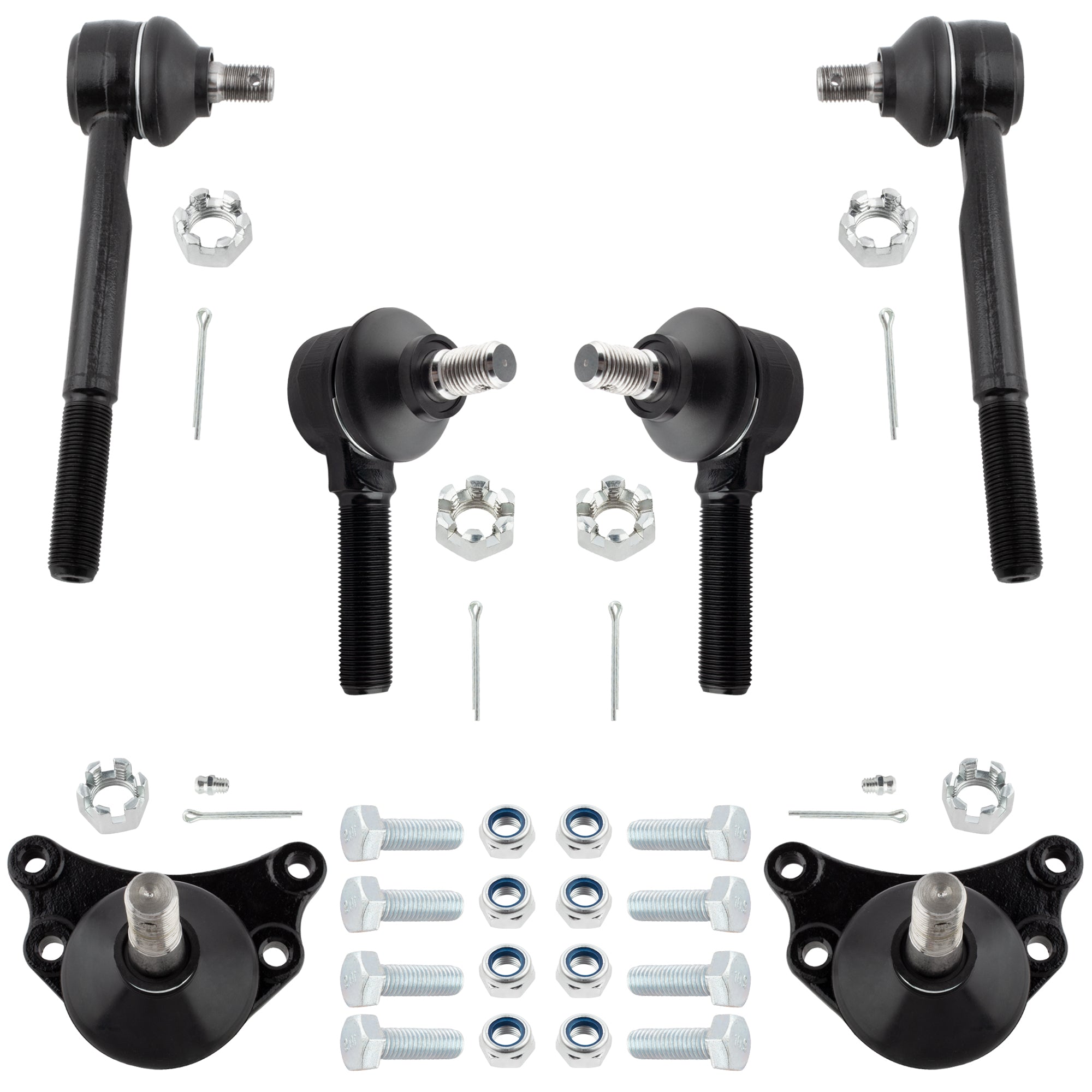 BOXI (Set of 6) Front Inner & Outer Tie Rod Ends + Upper Ball Joints Kit Fit for Toyota Pickup 1984