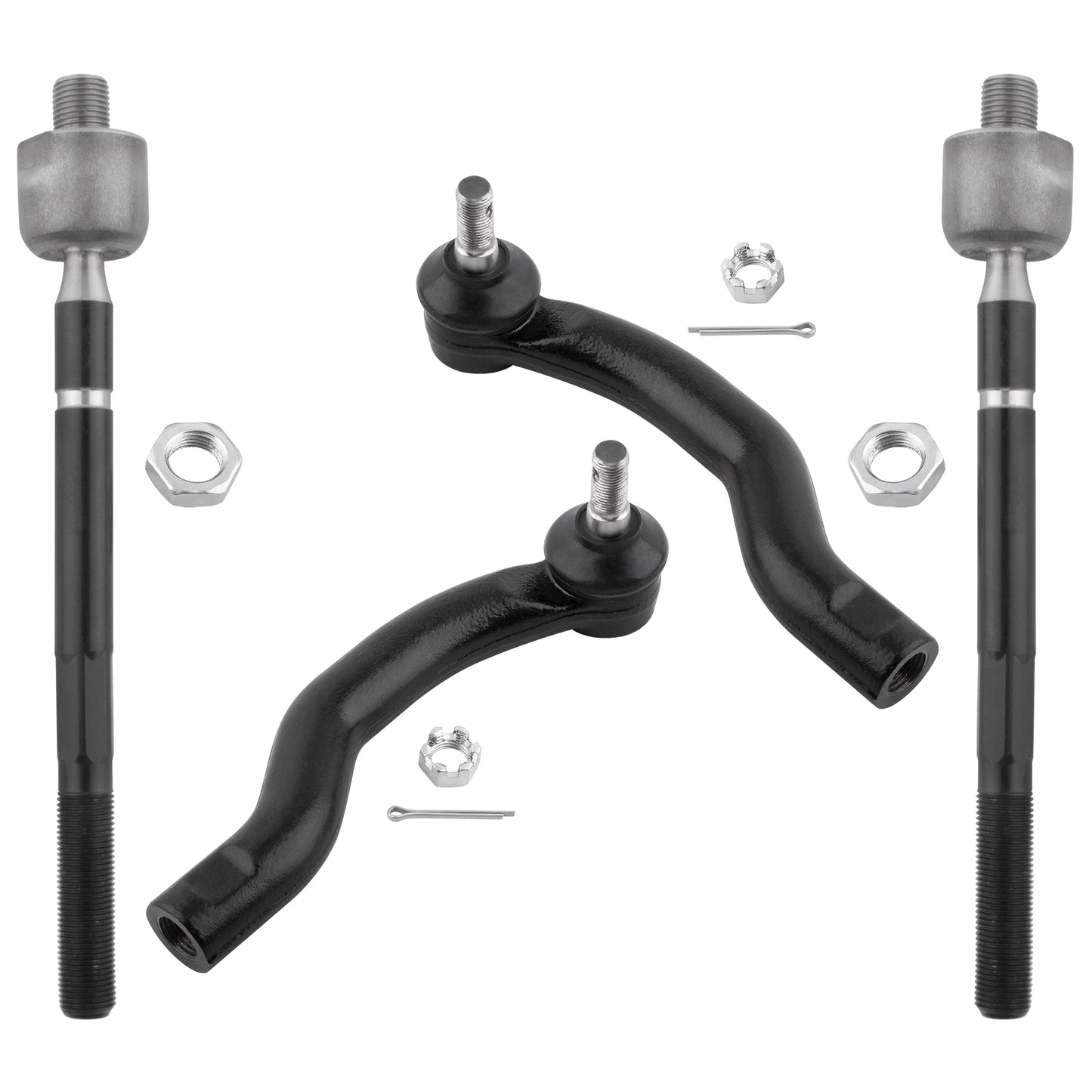 BOXI (Set of 4) Front Inner + Outer Tie Rods Fit for Toyota Rav4 2006 2007 2008 2009 2010 2011 2012