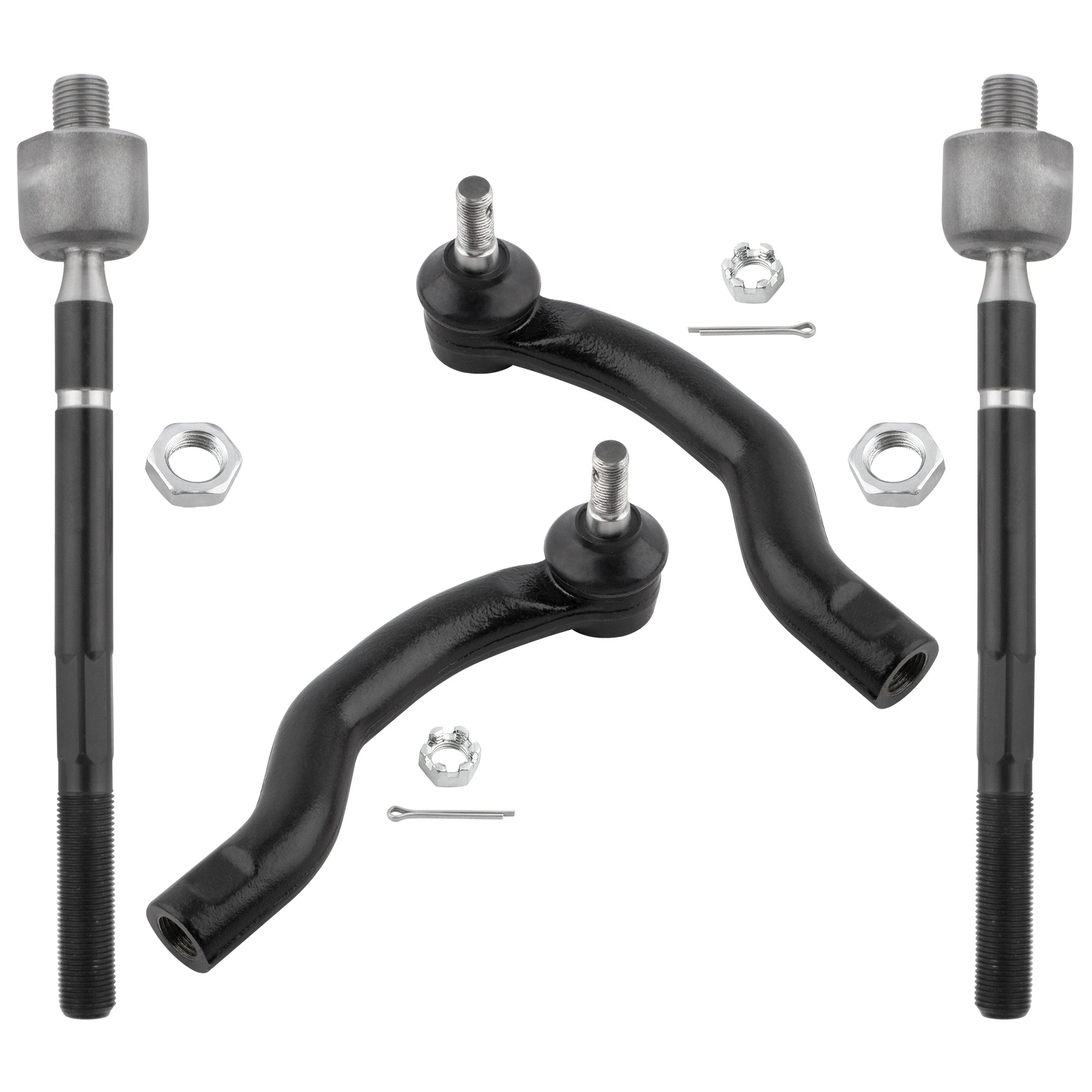 BOXI (Set of 4) Front Inner + Outer Tie Rods Fit for Toyota Rav4 2006 2007 2008 2009 2010 2011 2012