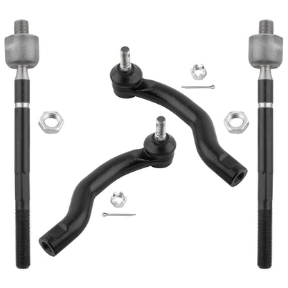 BOXI (Set of 4) Front Inner + Outer Tie Rods Fit for Toyota Rav4 2006 2007 2008 2009 2010 2011 2012