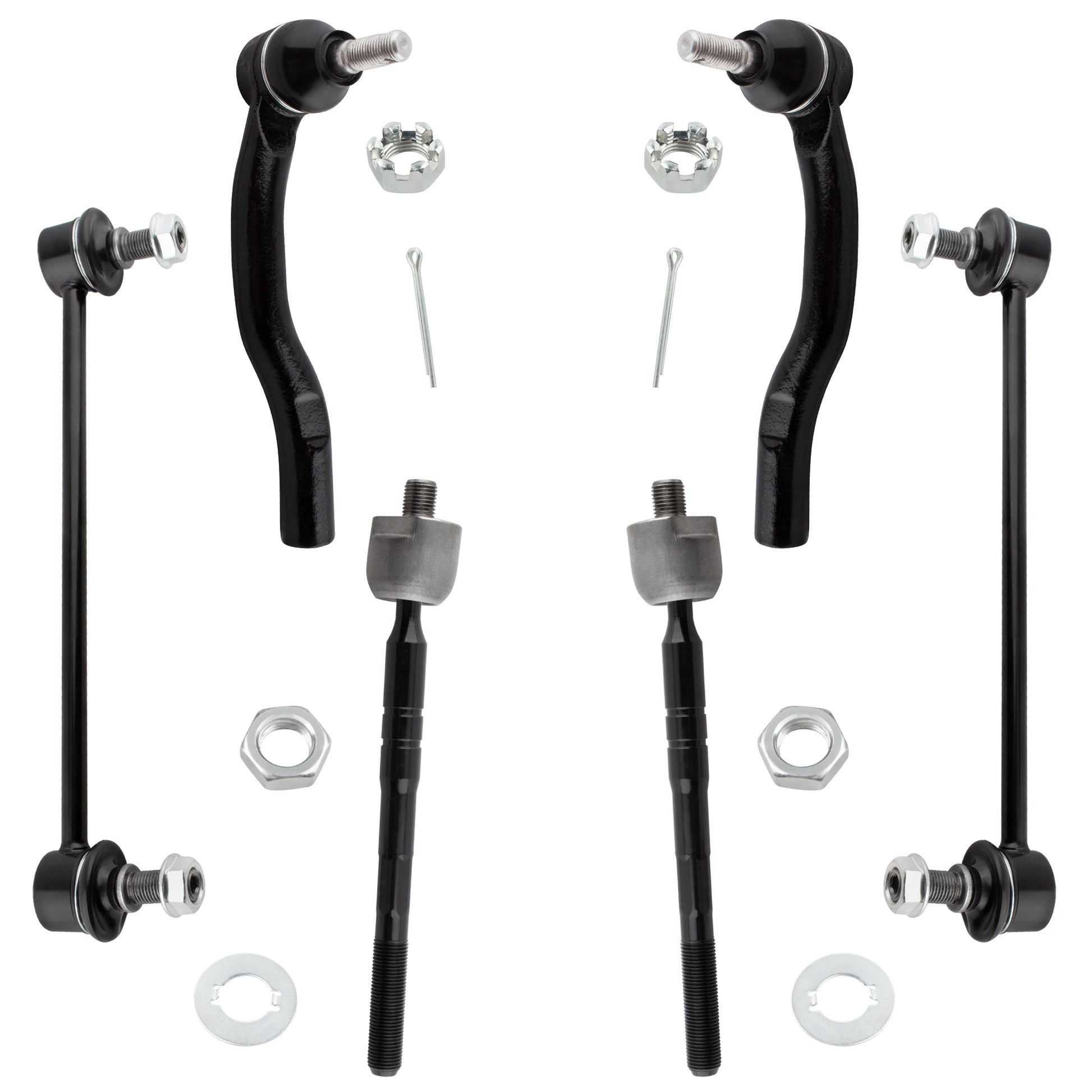 BOXI (Set of 6) Front Inner & Outer Tie Rod Ends + Sway Bar End Links Fit for Toyota Camry 2007