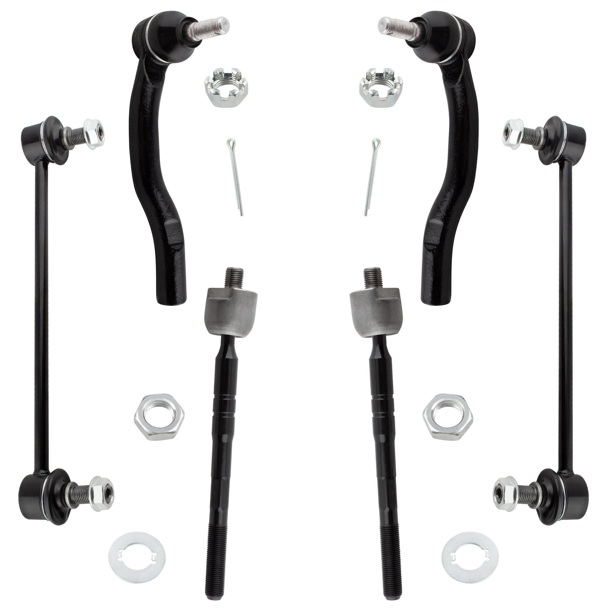 BOXI (Set of 6) Front Inner & Outer Tie Rod Ends + Sway Bar End Links Fit for Toyota Camry 2007