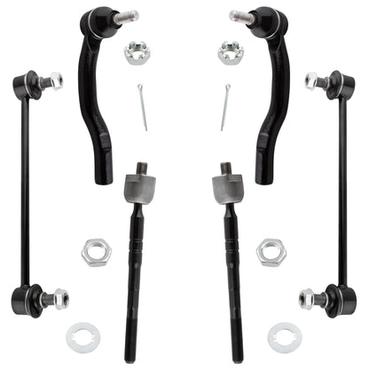 BOXI (Set of 6) Front Inner & Outer Tie Rod Ends + Sway Bar End Links Fit for Toyota Camry 2007