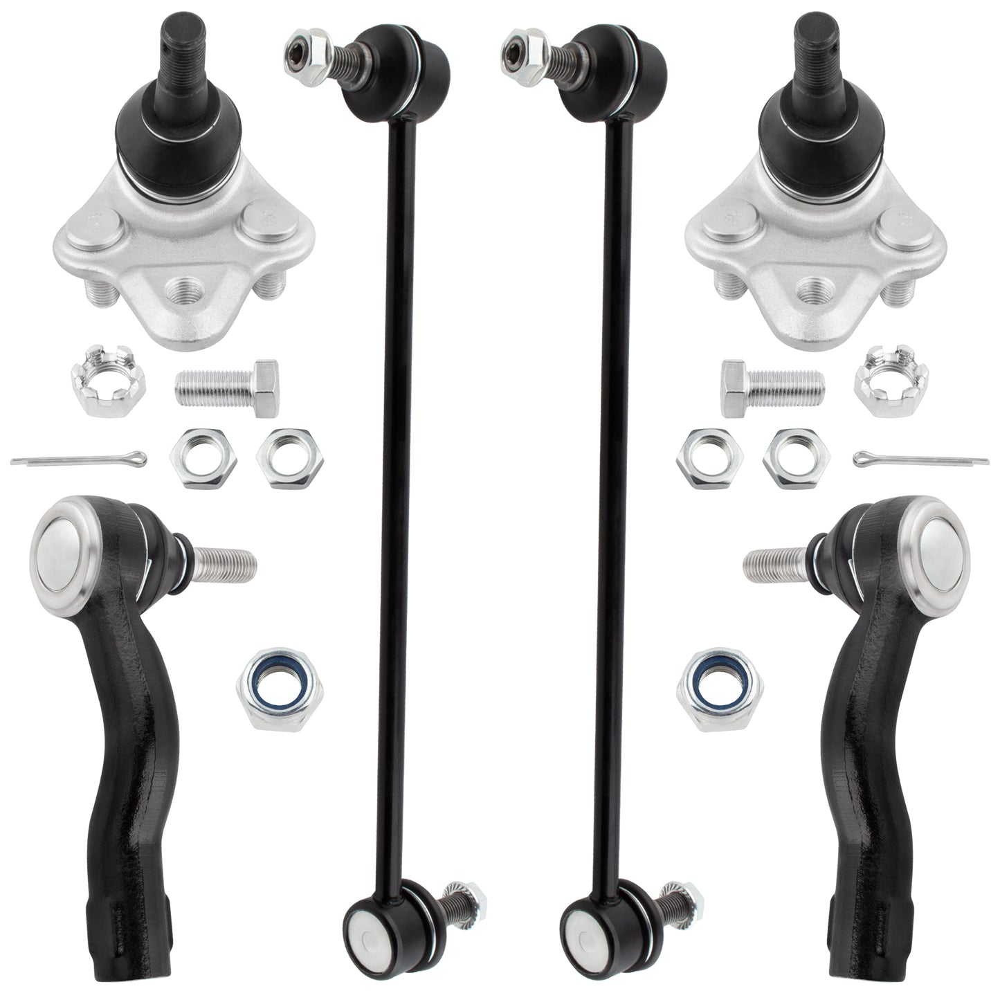 BOXI (Set of 6) Front Lower Ball Joints + Front Stabilizer Sway Bar End Links + Front Outer Tie Rod