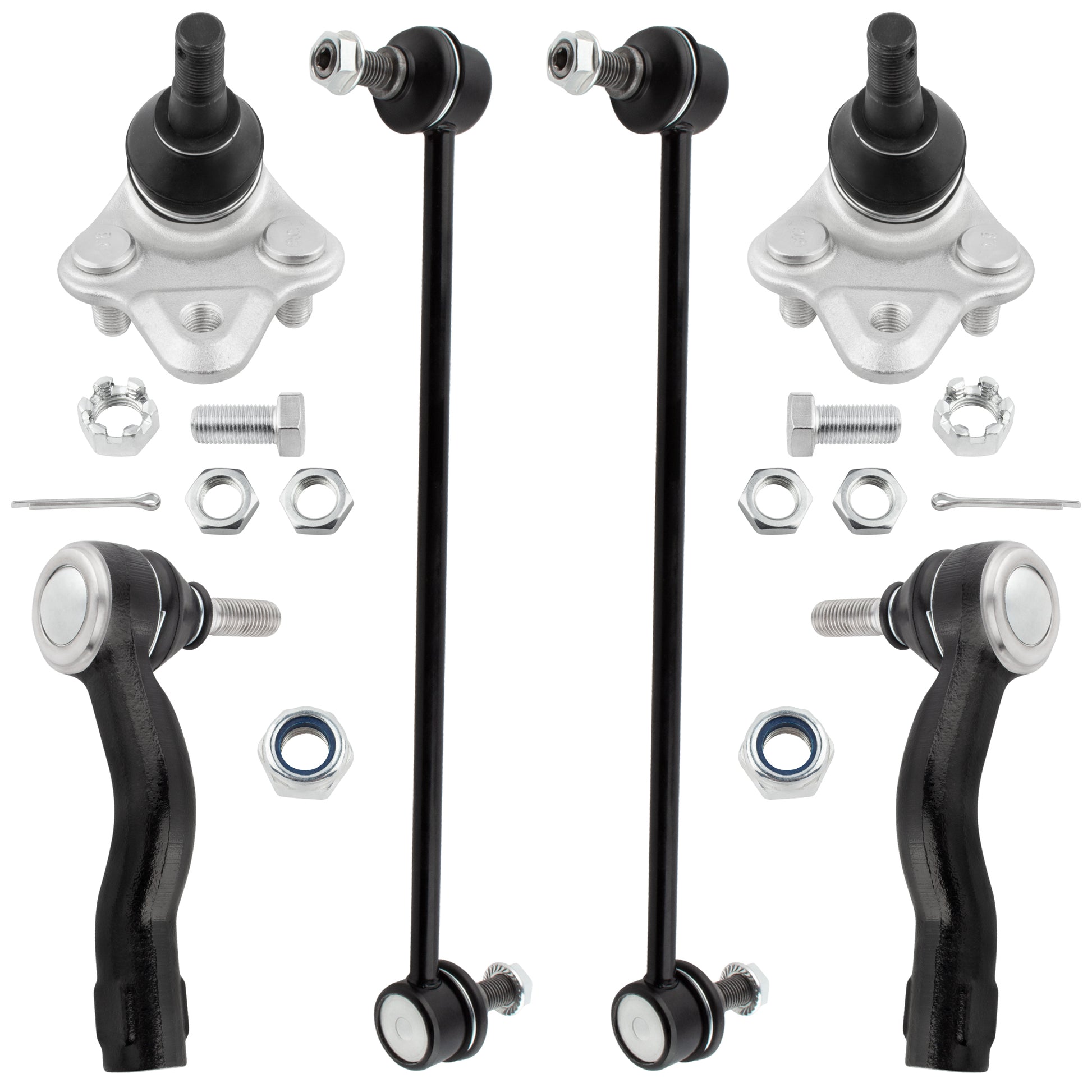 BOXI (Set of 6) Front Lower Ball Joints + Front Stabilizer Sway Bar End Links + Front Outer Tie Rod