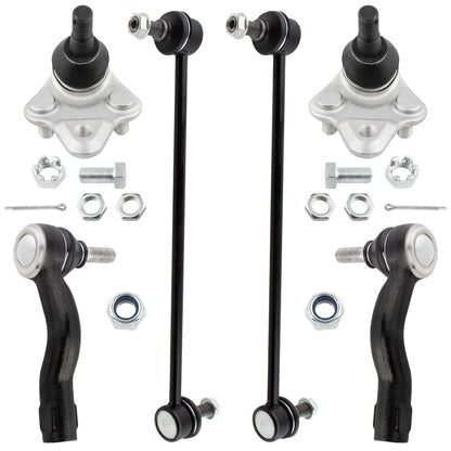 BOXI (Set of 6) Front Lower Ball Joints + Front Stabilizer Sway Bar End Links + Front Outer Tie Rod