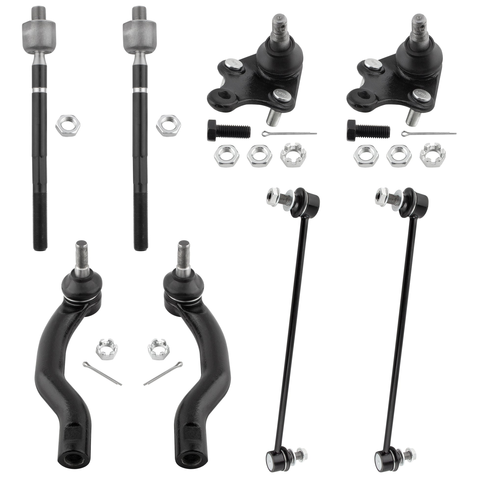 BOXI 8pcs Front Lower Ball Joints Sway Bar Links Inner Outer Tie Rods Fit for Toyota RAV4 2006 2007